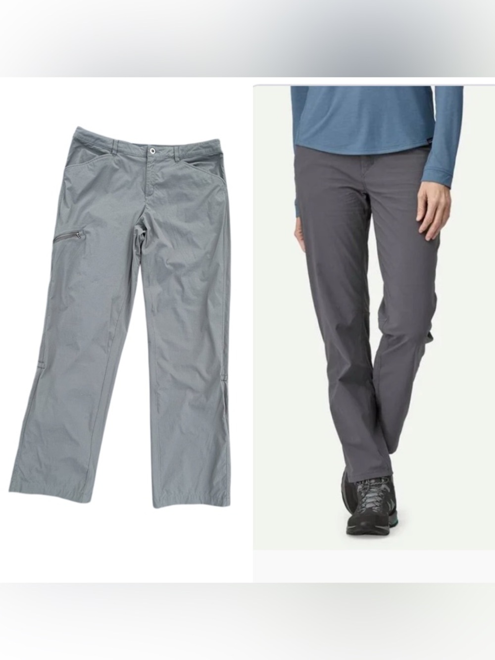 PATAGONIA Women Sz 14 Quandary Forge Grey Outdoors Hiking 55416 Roll Up Pants.